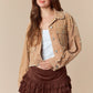 Pearl Embroidery Washed Corduroy Jacket