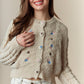 Flower Embroidery Detail Button Down Cardigan