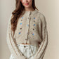 Flower Embroidery Detail Button Down Cardigan