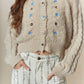 Flower Embroidery Detail Button Down Cardigan