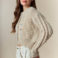 Flower Embroidery Detail Button Down Cardigan