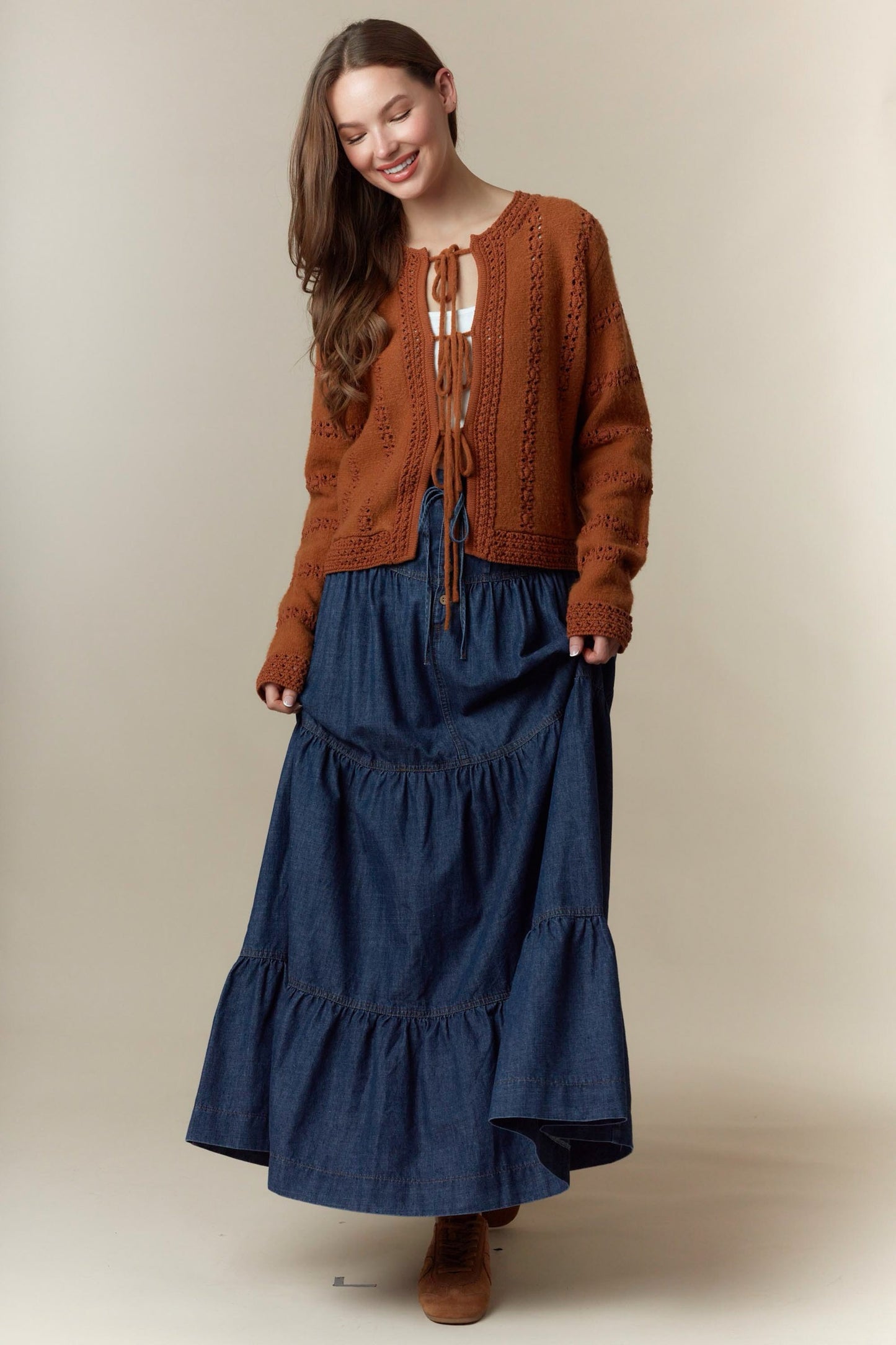 3 Bow Tie Strap Sweater Cardigan