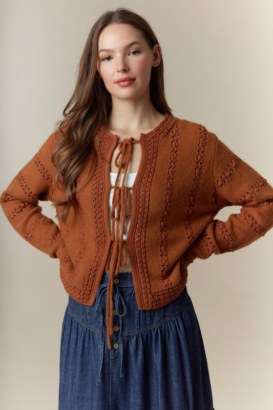 3 Bow Tie Strap Sweater Cardigan