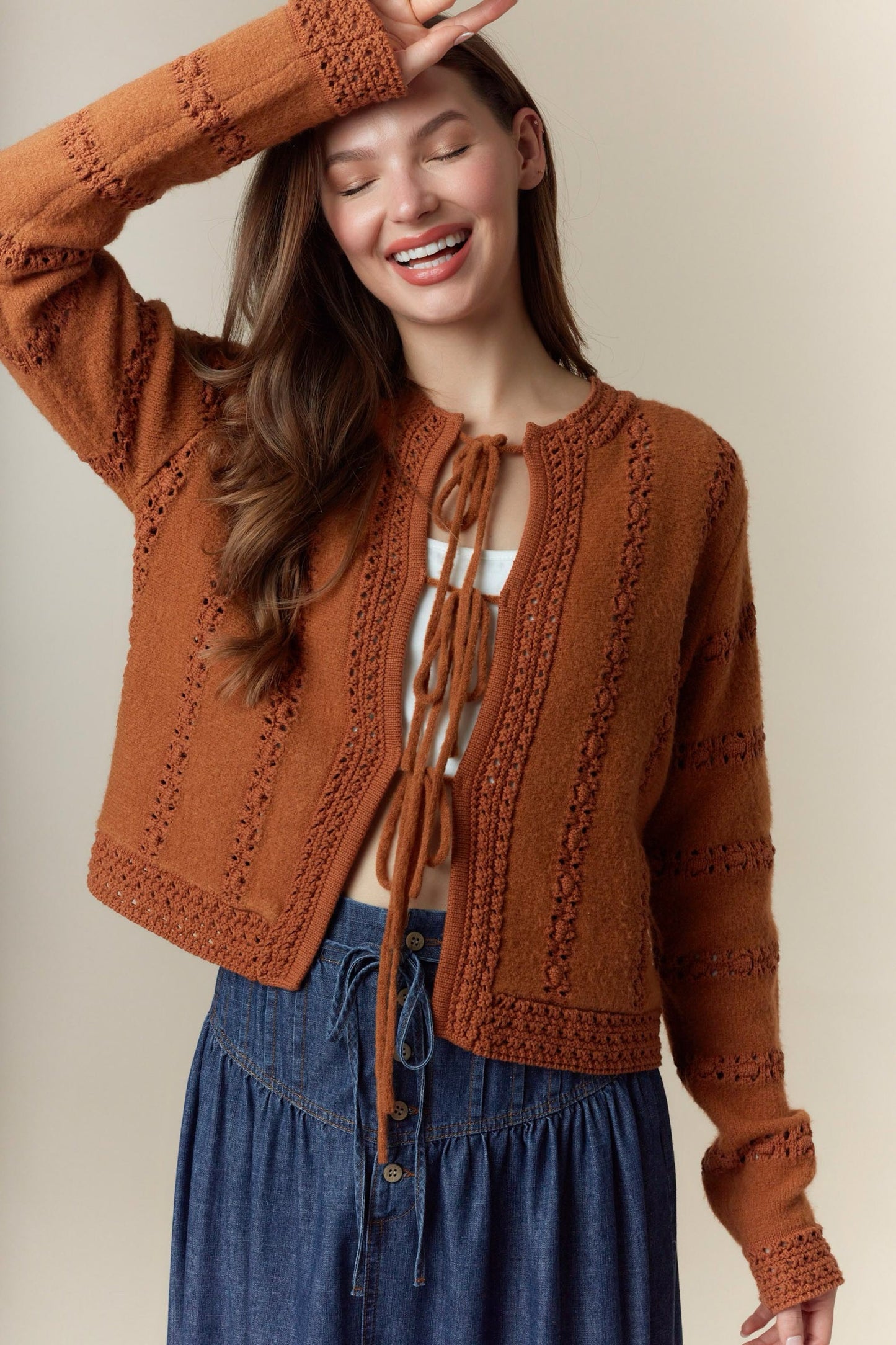 3 Bow Tie Strap Sweater Cardigan