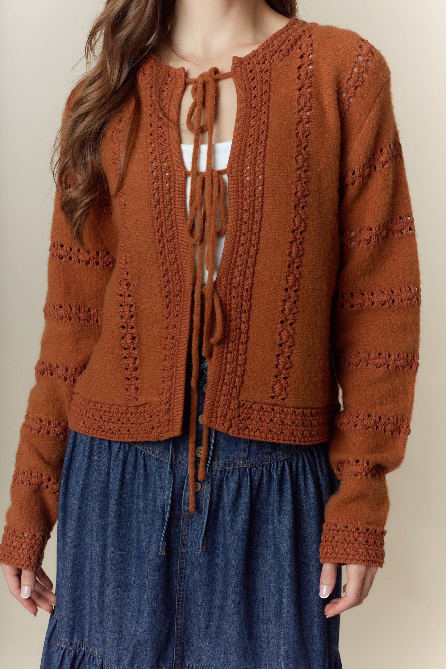 3 Bow Tie Strap Sweater Cardigan