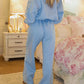 Blue Floral Patchwork Lounge Sweatshirt