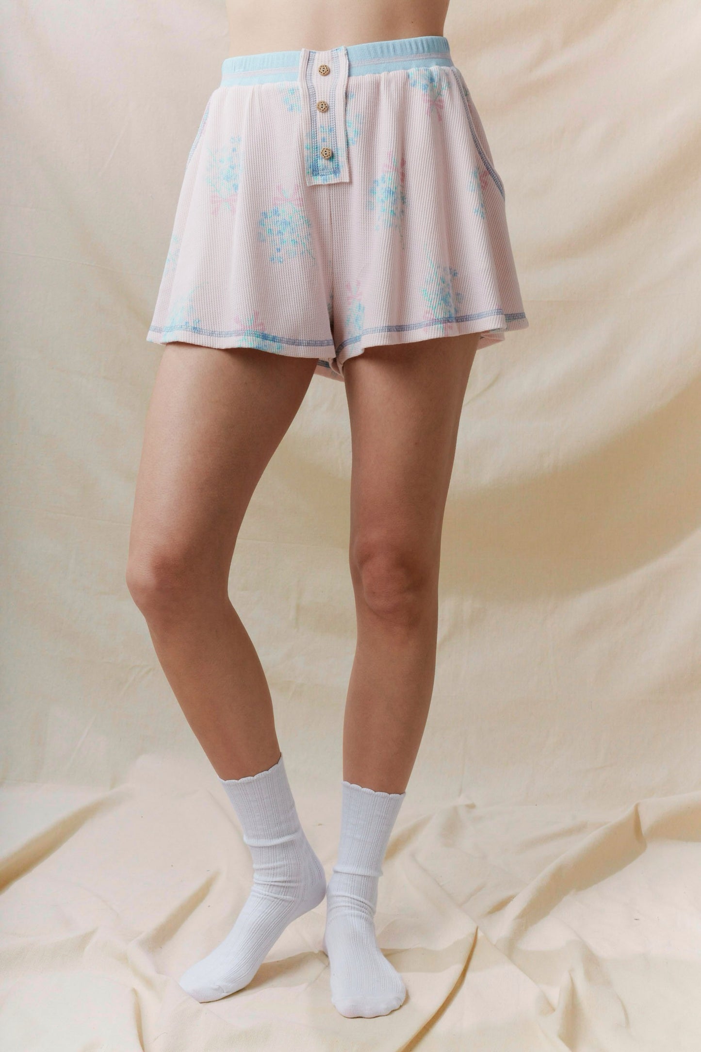 Pastel Floral Ribbed Pajama Set