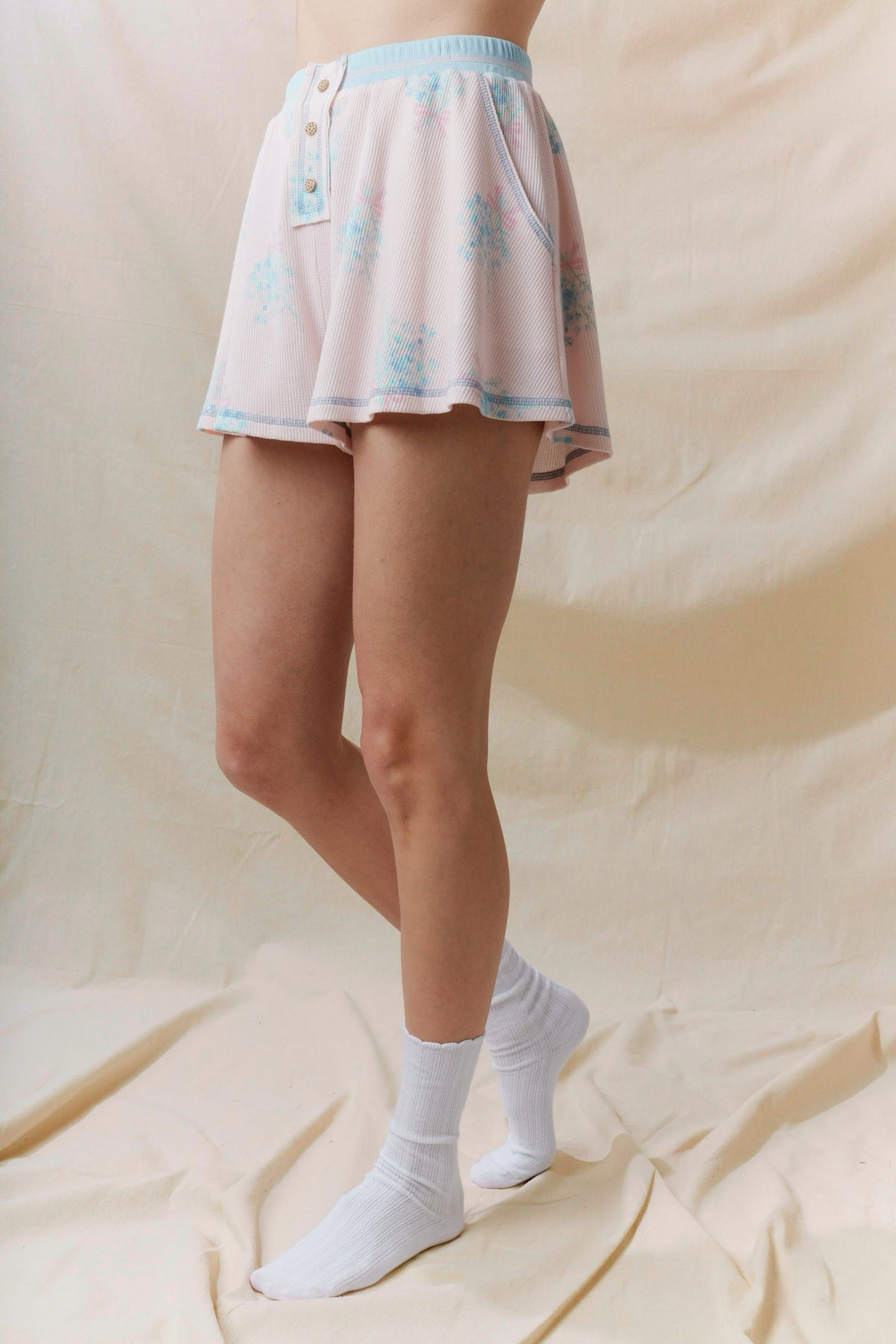 Pastel Floral Ribbed Pajama Set