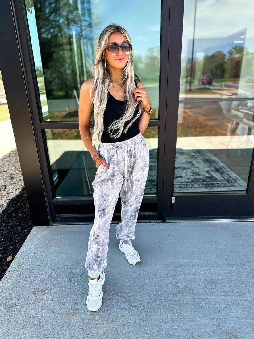 Grey Washed Camo Joggers