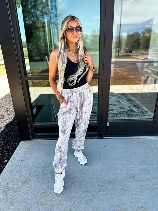 Grey Washed Camo Joggers