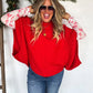 Candy Cane Bow Mesh Long Sleeve Top