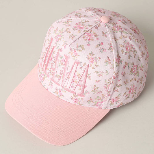 MAMA Embroidered Flower PatternTrucker Hat