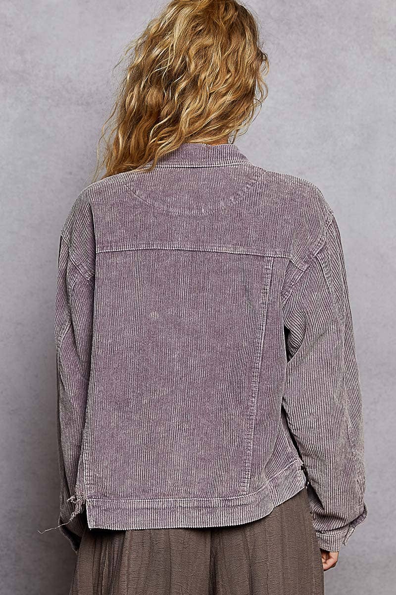 Lady V distressed hem corduroy jacket