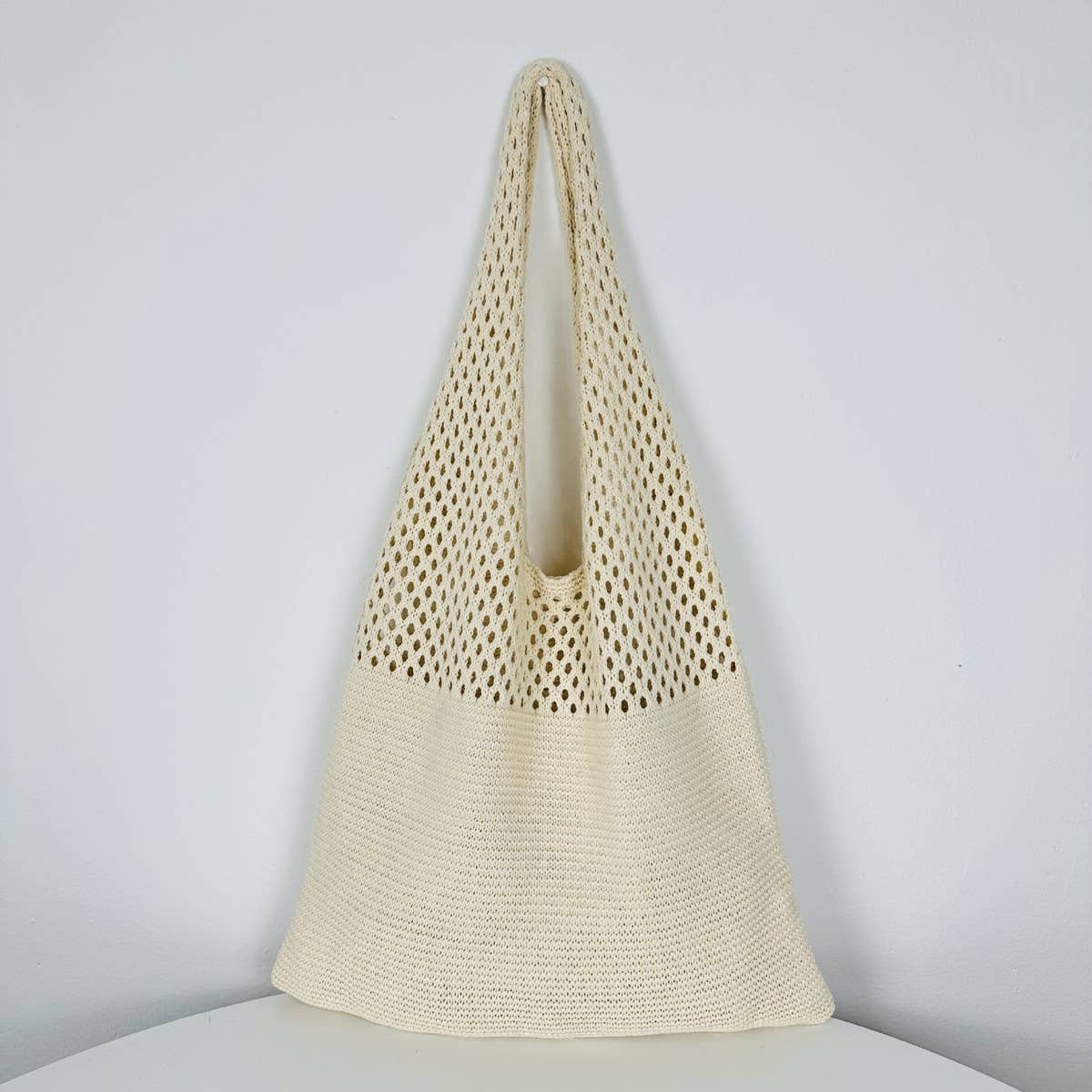 CWAB1952_SOLID COLOR VINTAGE KNIT TOTE BAG