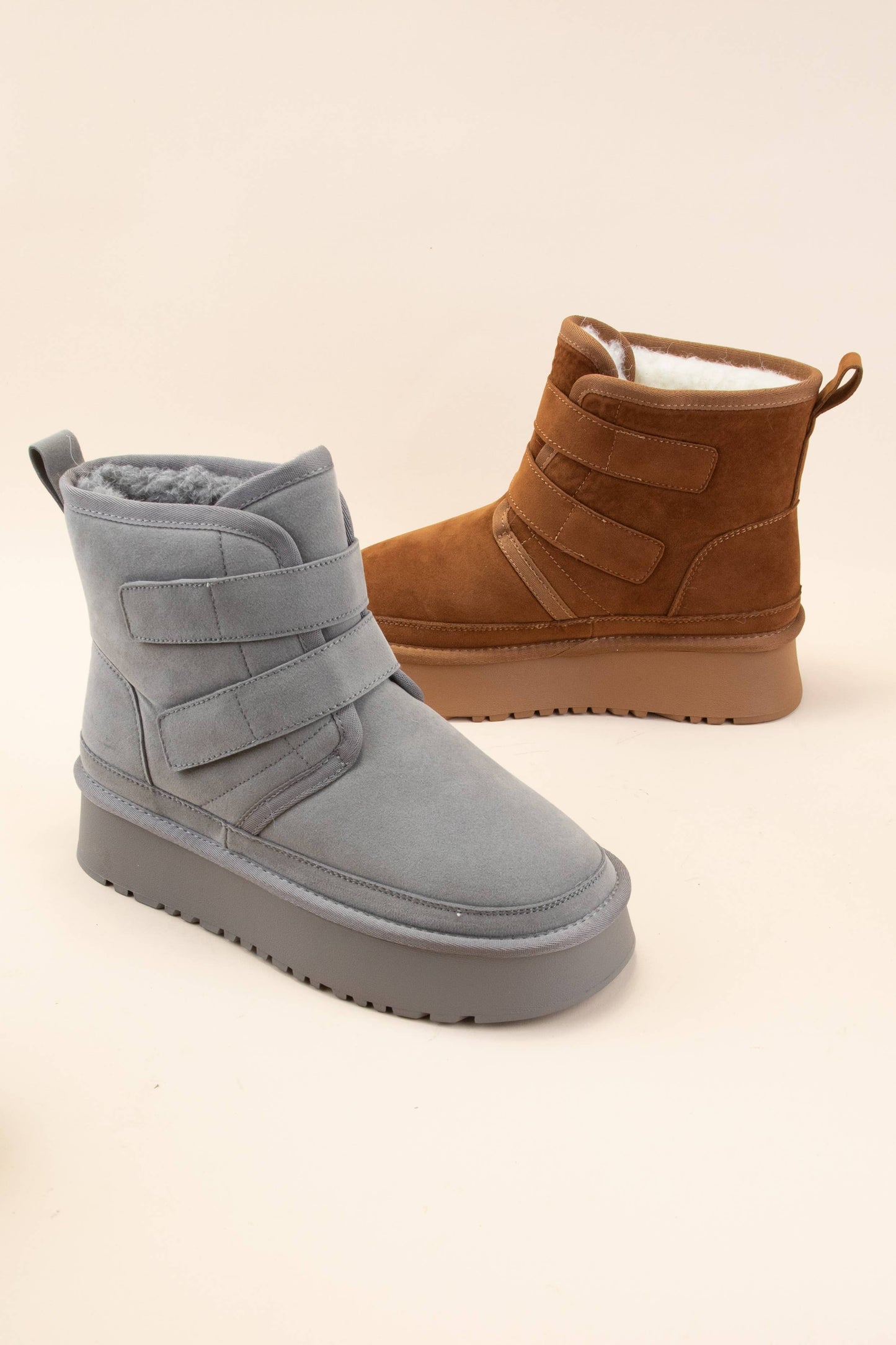 MELIYA PLATFORM DOUBLE VELCRO STRAP FUR LINED BOOT