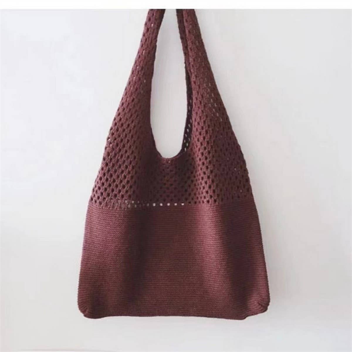 CWAB1952_SOLID COLOR VINTAGE KNIT TOTE BAG