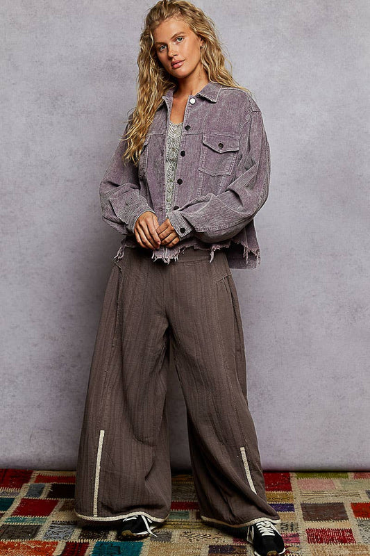 Lady V distressed hem corduroy jacket