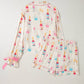 Wine Glass Print Bow Knot Two Piece Pajama Set