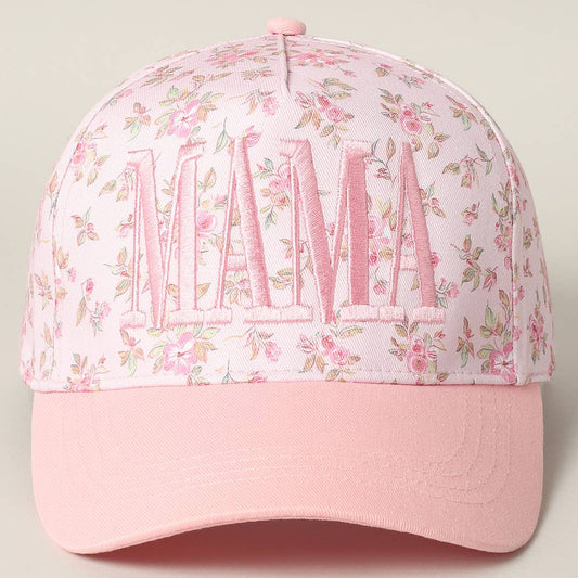 MAMA Embroidered Flower PatternTrucker Hat